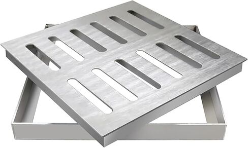 غطاء لتصريف مياه الأمطار من الفولاذ المقاوم للصدأ - شبكة مربعة بإطار للاستخدام الخارجي، مثالي للساحات والجراجات والممرات (25 × 2 سم) in Kuwait