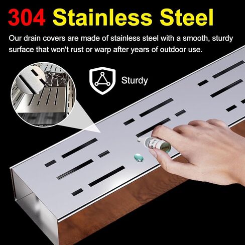 Stainless Steel Trench Drain Kit - Open Channel Landscape Drainage System for Yard, Garage, Patio, and Driveway(7x3cm 5pack) in Saudi Arabia