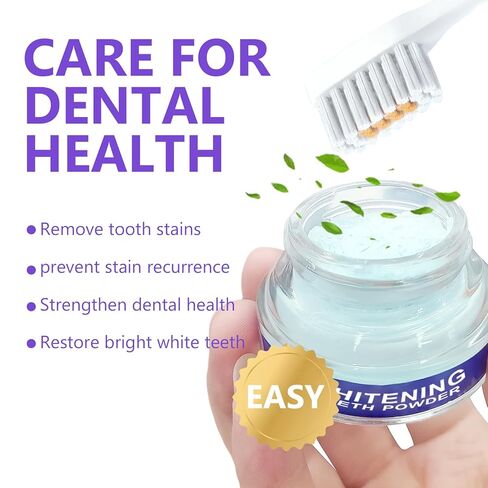 مسحوق تبييض الأسنان، مزيل بقع احترافي للقهوة والشاي وبقع التدخين - مسحوق أسنان بنكهة النعناع الطبيعي - آمن على المينا وغير حساس، 15 جم in Kuwait