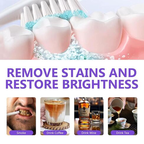 مسحوق تبييض الأسنان، مزيل بقع احترافي للقهوة والشاي وبقع التدخين - مسحوق أسنان بنكهة النعناع الطبيعي - آمن على المينا وغير حساس، 15 جم in Kuwait