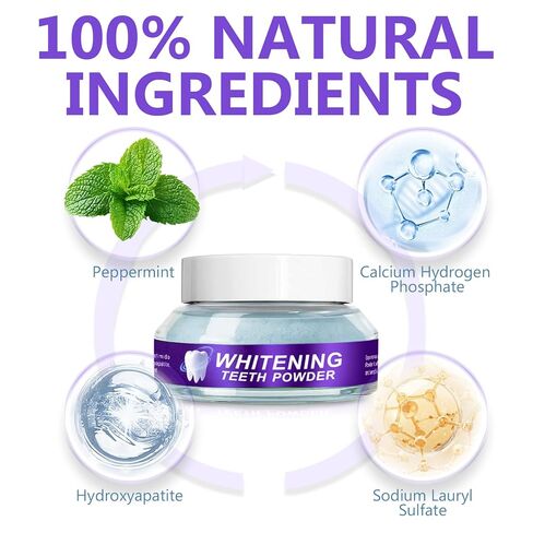 مسحوق تبييض الأسنان، مزيل بقع احترافي للقهوة والشاي وبقع التدخين - مسحوق أسنان بنكهة النعناع الطبيعي - آمن على المينا وغير حساس، 15 جم in Kuwait