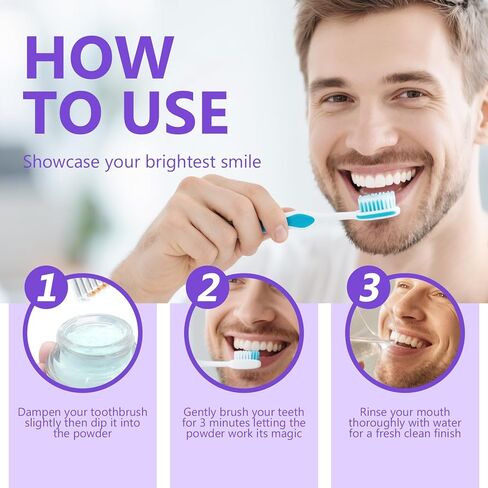 مسحوق تبييض الأسنان، مزيل بقع احترافي للقهوة والشاي وبقع التدخين - مسحوق أسنان بنكهة النعناع الطبيعي - آمن على المينا وغير حساس، 15 جم in Kuwait