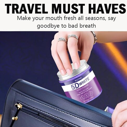 5D White Tooth Powder, 50g/1.764oz, Teeth Whitening to Reduce Stains, Deep Cleaning for Plaque & Residue Removal, Freshens Breath, Easy to Use for Daily Oral Care (1.764OZ) in Kuwait