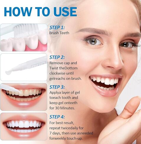مجموعة أقلام تبييض الأسنان، 4 عبوات من جل تبييض الأسنان الآمن على المينا، مبيض الأسنان المحمول للاستخدام اليومي، إزالة البقع وتفتيح الأسنان in Kuwait