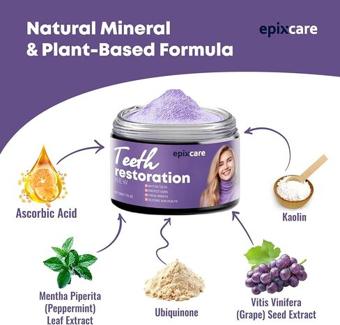 مسحوق معدني لترميم الأسنان - تبييض الأسنان الطبيعي، صحة الفم، مسحوق أرجواني لترميم الأسنان - فعال في تقوية الأسنان واللثة in Kuwait