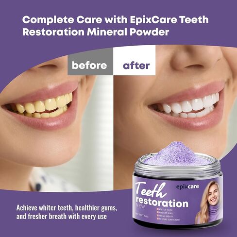 مسحوق معدني لترميم الأسنان - تبييض الأسنان الطبيعي، صحة الفم، مسحوق أرجواني لترميم الأسنان - فعال في تقوية الأسنان واللثة in Kuwait