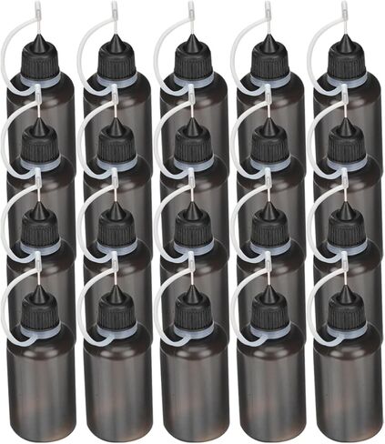20pcs 30ml Black Plastic Oil Applicator Bottles with Needle Tip, Precision Glue Dispenser for Industrial and Craft Use, Fine Point Squeeze Bottles for Accurate Liquid Application in Saudi Arabia