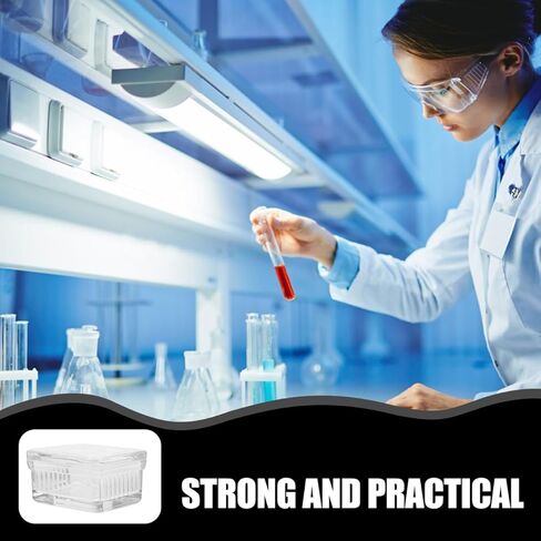 1Pc Laboratory Glass Staining Jars, High Transparency Staining Jar Can Place 10 Slides, 3.62x2.95x1.97in Microscope Slide Rack for Laboratory, Convenient for Use and Storage in Saudi Arabia