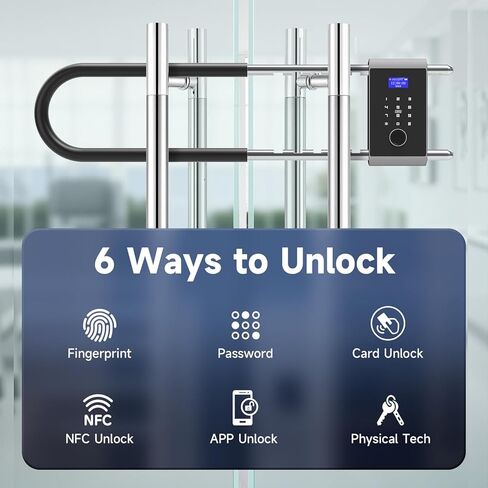 Smart Padlock with Long Adjustable Shackle, Bike U-Lock with Fingerprint, Keypad, App Control, Auto Lock,Heavy Duty Anti-Theft, Digital Combination Lock for Outdoor Fence, Gate, Weatherproof in Saudi Arabia
