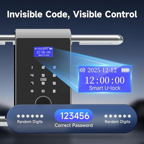 Smart Padlock with Long Adjustable Shackle, Bike U-Lock with Fingerprint, Keypad, App Control, Auto Lock,Heavy Duty Anti-Theft, Digital Combination Lock for Outdoor Fence, Gate, Weatherproof in Saudi Arabia