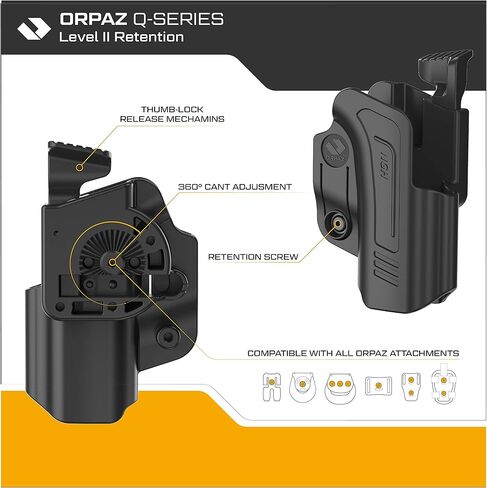 Orpaz R-Series G17 Holster Compatible with Glock 17 Holster, Level II OWB Holster with Paddle and Paddle Gen2 Attachment with Magazine Holster in Kuwait