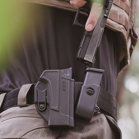 Orpaz R-Series G17 Holster Compatible with Glock 17 Holster, Level II OWB Holster with Paddle and Paddle Gen2 Attachment with Magazine Holster in Kuwait