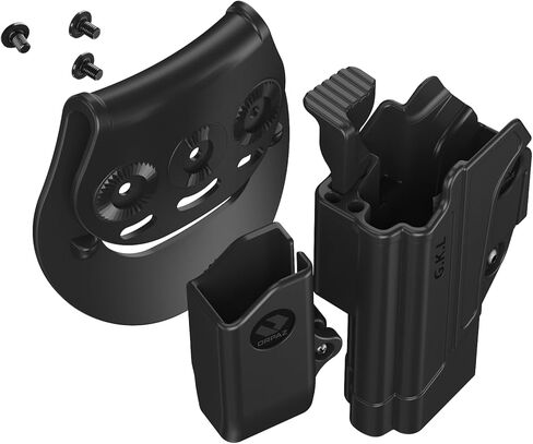 Orpaz R-Series G17 Holster Compatible with Glock 17 Holster, Level II OWB Holster with Paddle and Paddle Gen2 Attachment with Magazine Holster in Kuwait