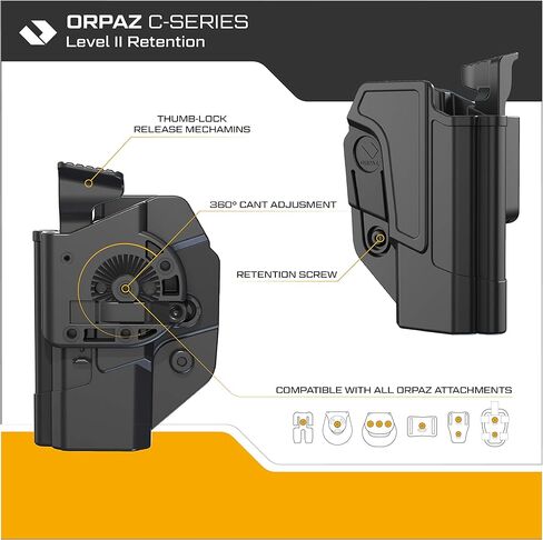 Orpaz C-Series G17 Holster Compatible with Glock 17 Holster, Level II OWB Holster with Paddle and Paddle Gen2 Attachment with Magazine Holster in Kuwait
