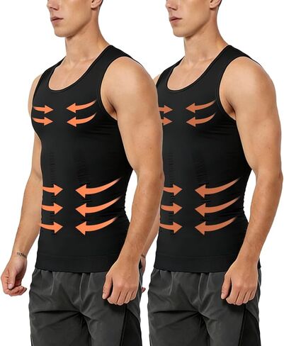 Men Compression Tank Top Slimming Body Shaper Shirt Tummy Control Workout Shapewear in Saudi Arabia