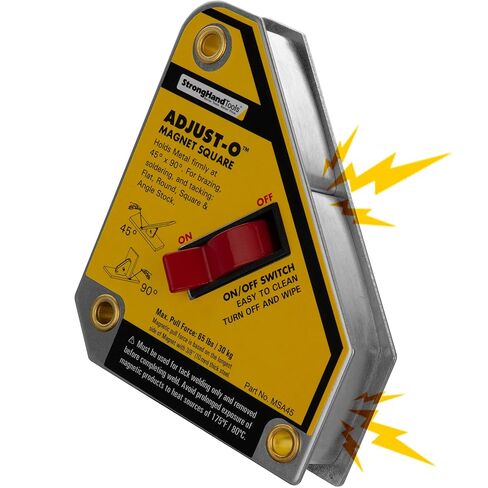 Strong Hand Tools Adjust-O Magnetic Square, On/Off Switch, Max Pull Force: 65 lbs (30kg), 45° & 90° Angle, 4-3/8 x 3-3/4 x 1″, Patented Design, MSA45, Strong Hand Tools in Kuwait