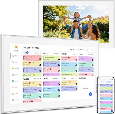 15.6 بوصة التقويم الرقمي الذكي والخطوط الرتيب - 1920 × 1080 شاشة اللمس IPS ، مخطط عائلة الجدار والمكتب ، ومخطط المزامنة ومشاركة لحظات عبر التطبيق من أي مكان in Kuwait