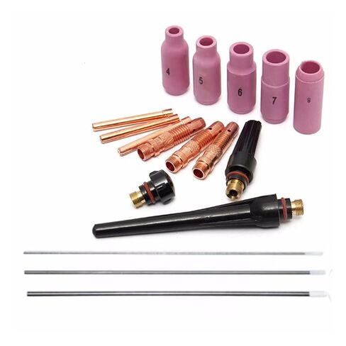 17Pcs Welders Welding Torch Cup Collet Body Nozzle Kit Tungsten Electrode for Wp-17/18/26 Nozzle in Saudi Arabia