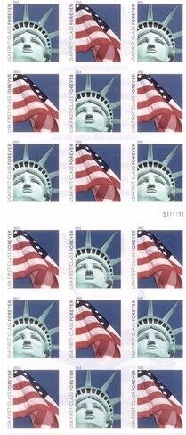 Forever Stamps Lady Liberty and Flag ATM Sheet of 18 Stamps Scott 4519b in Kuwait