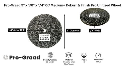2 Pack 2" x 1" x 1/4" 6C MED+ Deburr & Finish PRO Unitized Wheel – Fast Burr Removal, Long-Lasting, Minimal Dust, Precision Cutting for Deburring, Finishing & Blending, 65058 in Saudi Arabia
