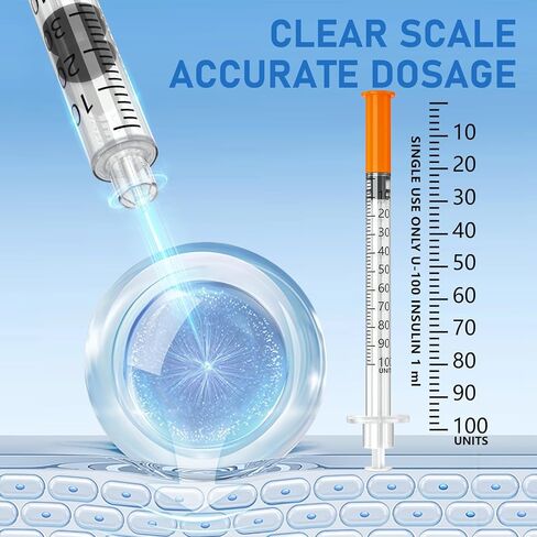 Insulin Syring, 1cc 29G 5/16" (8mm) seringe insulina, Individually Packed, Smooth & Comfortable, Pack of 100 in Kuwait