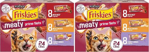 Purina Friskies Gravy Wet Cat Food Variety Pack, Prime Filets Meaty Favorites - (Pack of 24) 5.5 oz. Cans in Kuwait