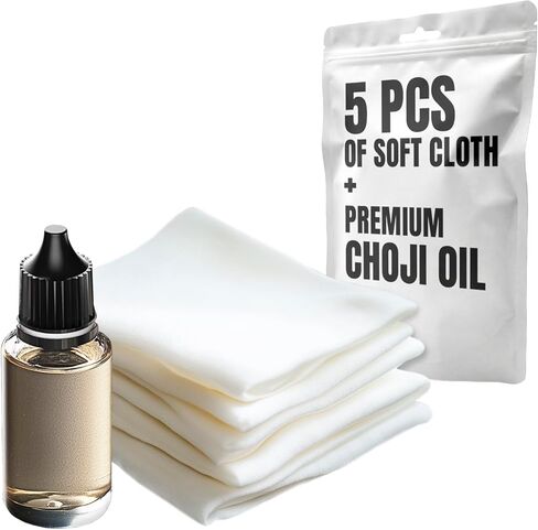 مجموعة تنظيف كاتانا الأساسية مع 5 قطع من قماش التنظيف وزجاجة من زيت تشوجي - مجموعة العناية بالصيانة لسيوف الساموراي - العناية بسيوف النينجا اليابانية كاتانا الساموراي - هدية للجميع KCK 02 in Kuwait