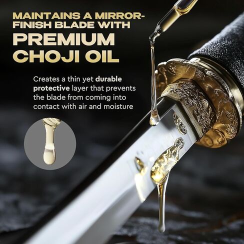 مجموعة تنظيف كاتانا الأساسية مع 5 قطع من قماش التنظيف وزجاجة من زيت تشوجي - مجموعة العناية بالصيانة لسيوف الساموراي - العناية بسيوف النينجا اليابانية كاتانا الساموراي - هدية للجميع KCK 02 in Kuwait