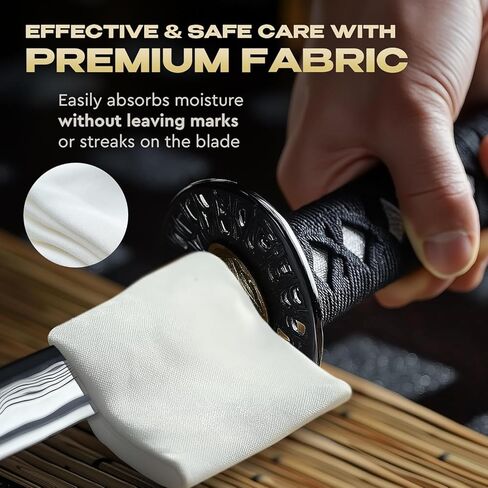 مجموعة تنظيف كاتانا الأساسية مع 5 قطع من قماش التنظيف وزجاجة من زيت تشوجي - مجموعة العناية بالصيانة لسيوف الساموراي - العناية بسيوف النينجا اليابانية كاتانا الساموراي - هدية للجميع KCK 02 in Kuwait