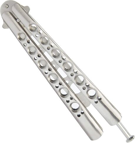 تدريب سكين الفراشة، مشط فراشة للتدريب على سكاكين باليسونج من الفولاذ المقاوم للصدأ بالكامل غير مشحذ بنسبة 100% وآمن 100% (فضي) in Kuwait