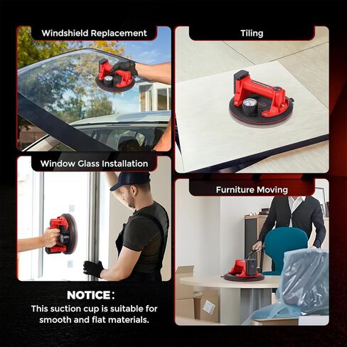 Bonvoisin 2 Pack Electric Glass Suction Cups 8" Auto Stop/Suction Vacuum Cups with Metal Handle for Glass Ceramic Tile Metal Smooth Board Marble Windshields in Saudi Arabia