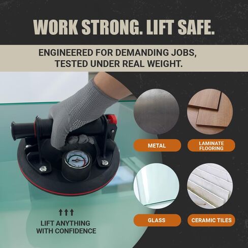 Glass Suction Cups to Lift Large Glass – Glass Suction Cups Kit for Glass, Wood, Metal, and Marble; Durable Aluminum with 440lb Capacity, Tile Suction Cup Tool (2 Pack) in Saudi Arabia