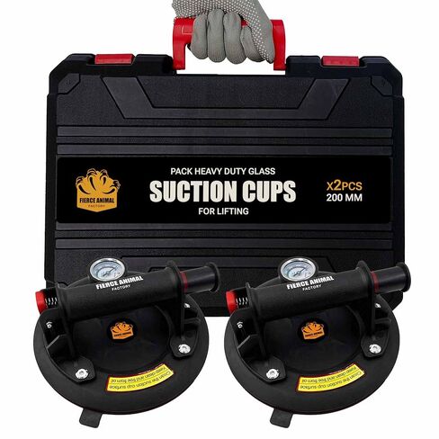 Glass Suction Cups to Lift Large Glass – Glass Suction Cups Kit for Glass, Wood, Metal, and Marble; Durable Aluminum with 440lb Capacity, Tile Suction Cup Tool (2 Pack) in Saudi Arabia