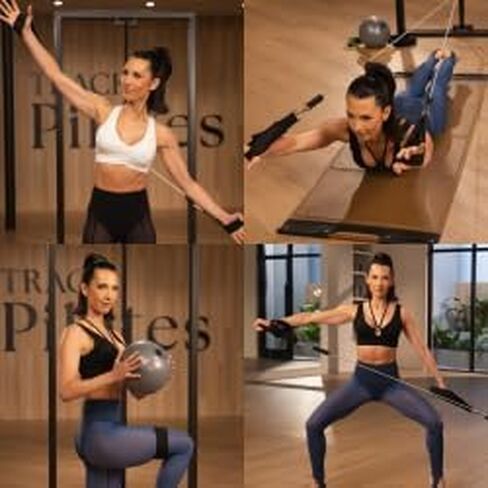 Track Pilates Home Workout Kit – Full-Body Resistance Band System with Door Anchor, Pilates Straps, Core Ball & Slides with Booties – Strength Training & Core Sculpting Set, At-Home Fitness Equipment in Kuwait