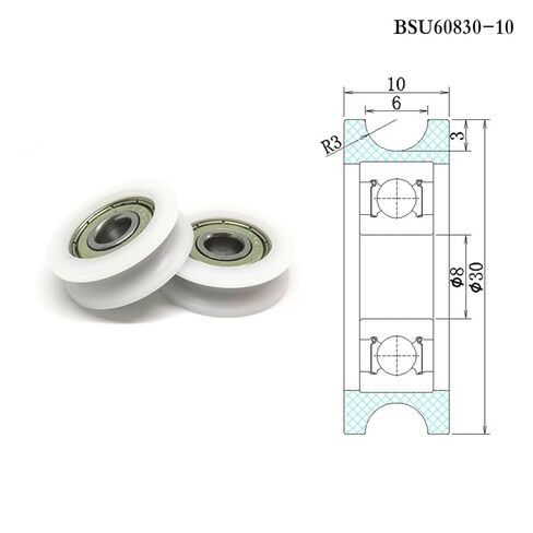 4 Pieces 8x30x10 POM U-Shaped Bearing Wheel Pulley BSU60830-10 R3 mm U Track Guide Groove Roller 8 * 30 10 in Saudi Arabia