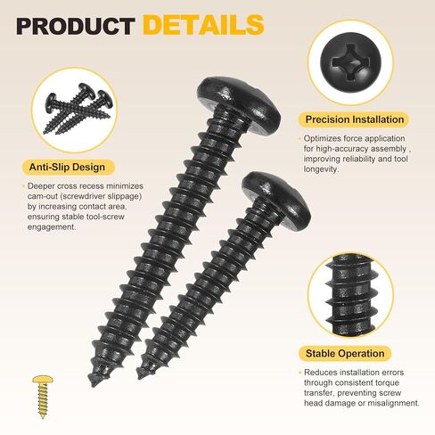 METALLIXITY Phillips Pan Head Self Tapping Screws(M3x16) 100Pcs, 304 Stainless Steel Self Drilling Screw for Metal Wood Plastic, for Cabinet Wall Shutter Plate Rock Furniture, Black in Saudi Arabia