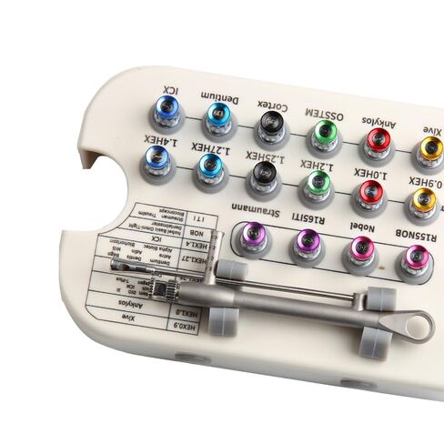 Dental Implant Torque Wrench Universal Kit with 10-70Ncm Torque Adjustable Ratchet 16pcs, Secure/Disassemble Implant Restorations Tools for Dentists in Kuwait