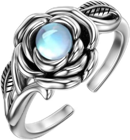 Rose Turquoise Ring for Women 925 Sterling Silver Adjustable Ring Open Statement Ring Turquoise Jewelry for Women Girls Christmas in Kuwait