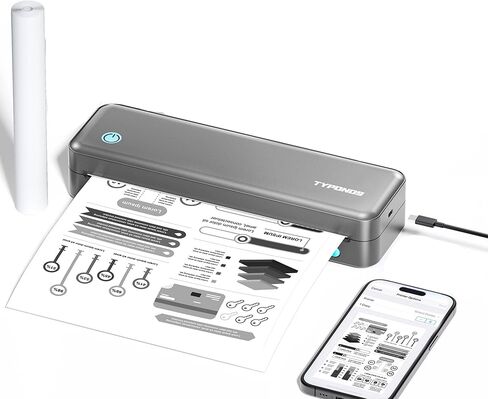 Portable Printers Wireless for Travel, D820 Thermal Inkless Printer Support Sizes from 8.5" x 11" to 2" Width, Suitable for Smartphone & PC, Bluetooth Printers for Home Use(Silver, 1Pack) in Kuwait