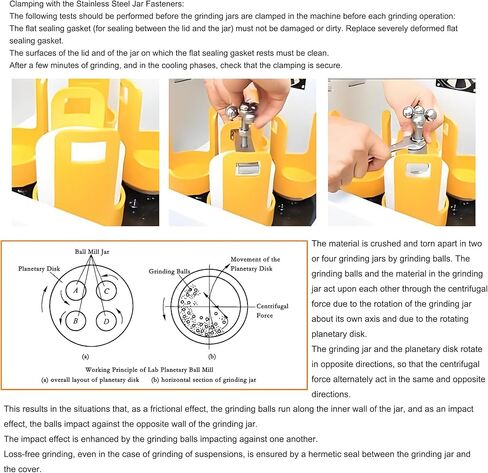 Planetary Ball Mill, 4L Ball Grinding Mill with 4 Jars, 110V 1500W Efficient Lab Fine Powder Pulverizer for Dry/Wet Grinding, for Fields of Geology/Mining/Metallurgy/Ceramics/Chemical in Kuwait