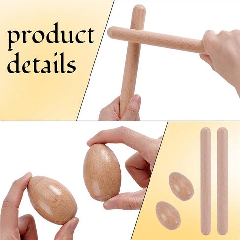 AHANDMAKER 12Pcs Musical Percussion Instrument Set Includes 8Pcs 7.7 Inch Rhythm Sticks Wood Claves and 4Pcs Wood Egg Shakers Wooden Hand Percussion Instrument for Musical Party in Saudi Arabia