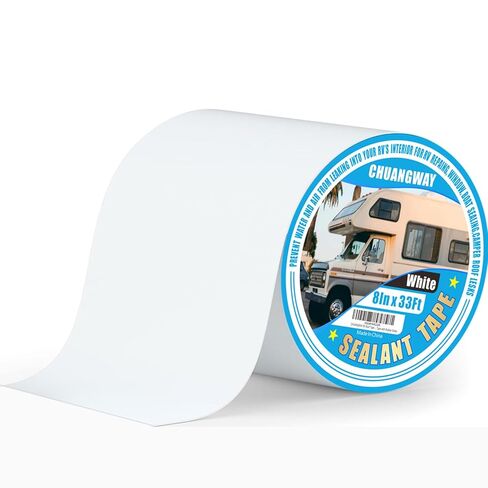 RV Roof Tape white, 8" x 33' Automotive Butyl Sealant Tape for Processing, UV Resistant, Waterproof, Used for RV Roofs, Campervans, Trailers, Boat Seal Leak Repairs, Windows, Headlights (8INCH X33FT) in Saudi Arabia