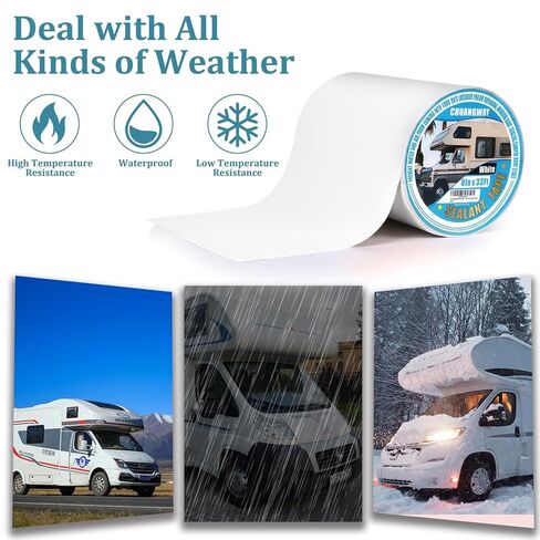 RV Roof Tape white, 8" x 33' Automotive Butyl Sealant Tape for Processing, UV Resistant, Waterproof, Used for RV Roofs, Campervans, Trailers, Boat Seal Leak Repairs, Windows, Headlights (8INCH X33FT) in Saudi Arabia