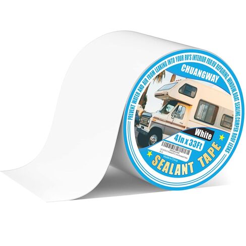 RV Roof Tape white, 8" x 33' Automotive Butyl Sealant Tape for Processing, UV Resistant, Waterproof, Used for RV Roofs, Campervans, Trailers, Boat Seal Leak Repairs, Windows, Headlights (8INCH X33FT) in Saudi Arabia