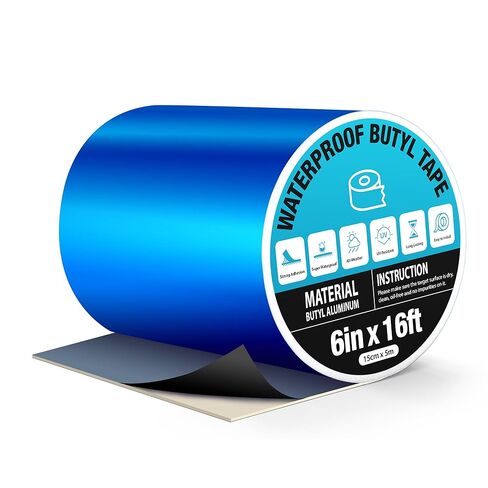 شريط أزرق مقاوم للماء لحمامات السباحة، 4 بوصة × 16 قدم، شريط لاصق قوي شديد التحمل لتغطية حوض السباحة لإصلاح تسرب السقف، سقف RV، ختم الأنابيب، المظلة، التدفئة والتهوية وتكييف الهواء، البحرية in Kuwait