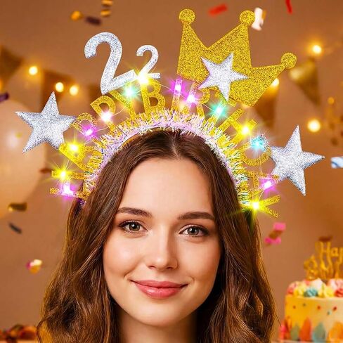 DRESBE Light Up Birthday Headband LED Happy Birthday Headbands 22nd Birthday Party Favors Hair Accessories for Women in Kuwait