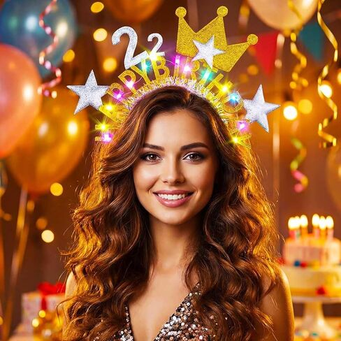 DRESBE Light Up Birthday Headband LED Happy Birthday Headbands 22nd Birthday Party Favors Hair Accessories for Women in Kuwait