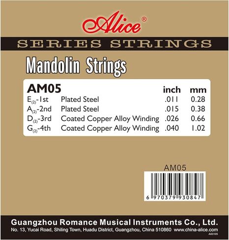 Alice 2 Pack Mandolin Strings 4 String Set Medium (11-40) Plated Steel and Silver-Plated Copper Alloy with Anti-Rust Coating, (AM05) in Kuwait