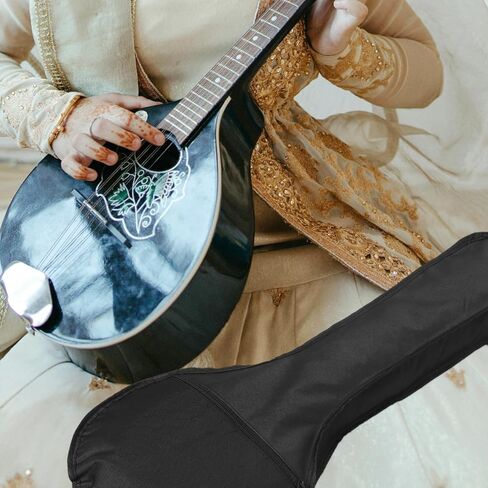 Veemoon Neapolitan Mandolin Case - Padded Oxford Cloth Bag with Backpack Straps and Handles for Safe Transport of Your Mandolin - Durable and Stylish Protection in Black in Saudi Arabia