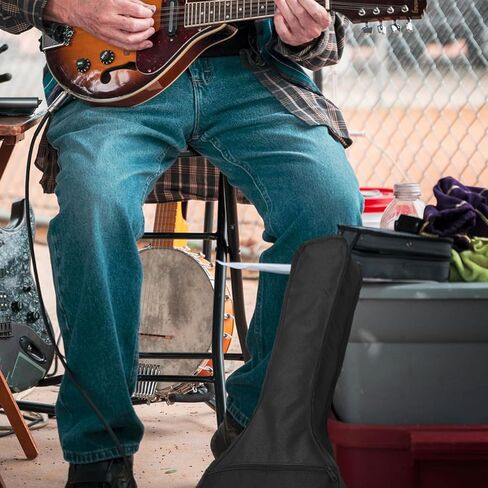 Veemoon Neapolitan Mandolin Case - Padded Oxford Cloth Bag with Backpack Straps and Handles for Safe Transport of Your Mandolin - Durable and Stylish Protection in Black in Saudi Arabia